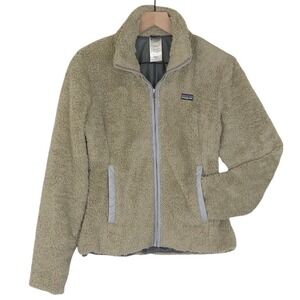 PATAGONIA Fuzzy Fleece Full Zip Jacket Women's Sz S Beige Tan High Pile Outdoor